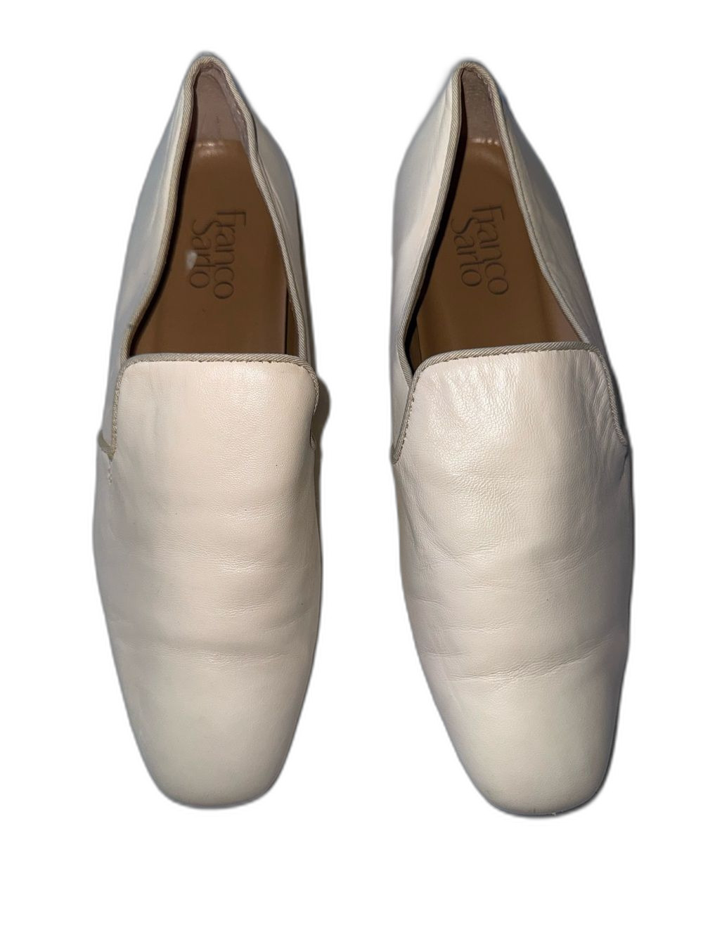 Franco Sarto Loafers Women’s 7.5 Cream Leather Slip-On Leather!